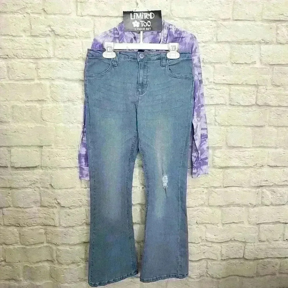Limited Too 2 pieces Set Girls Sweatshirt Blue jeans Sz 8 - Picture 5 of 10